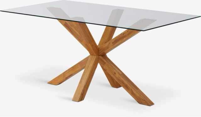 Mesa Comedor Cristal y Madera Roble