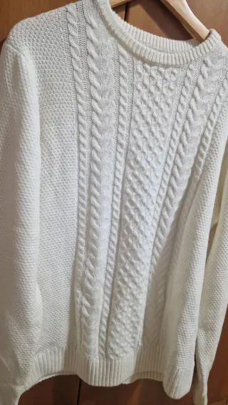 Maglione uomo bianco trama a trecce
