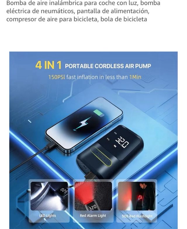 Bomba de aire inalámbrica para coche