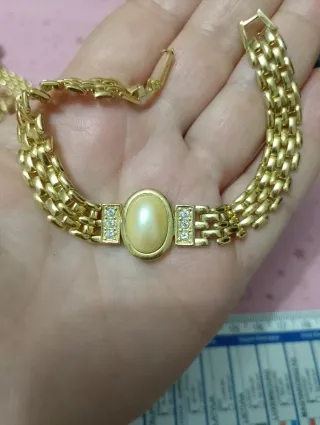 Bracciale vintage con perla e strass