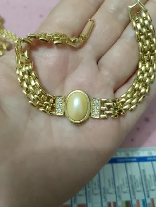 Bracciale vintage con perla e strass