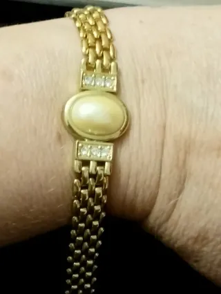 Bracciale vintage con perla e strass