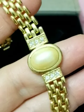 Bracciale vintage con perla e strass