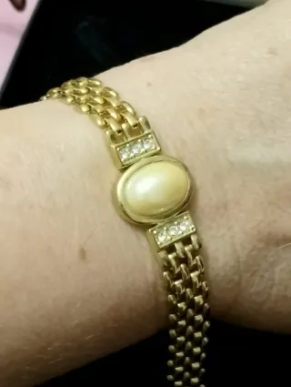 Bracciale vintage con perla e strass