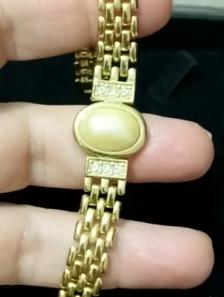 Bracciale vintage con perla e strass