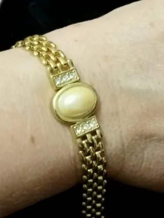 Bracciale vintage con perla e strass
