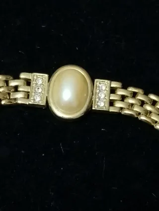 Bracciale vintage con perla e strass