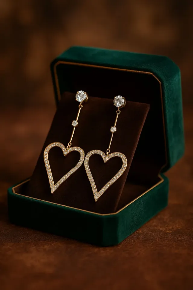 Pendientes Corazón Acero Inoxidable Joyería Oro