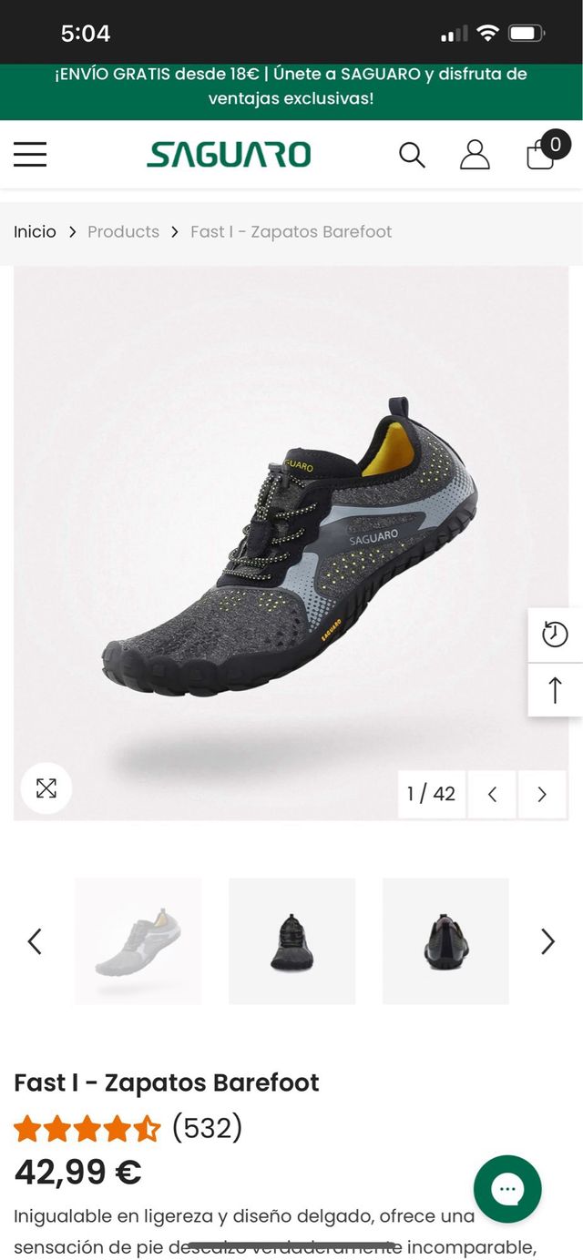 Zapatillas Saguaro Talla 41 Negras/Grises Nuevos