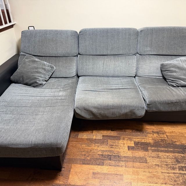 Divano Chaise Longue 4 Posti Grigio