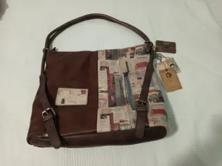 Bolso Mochila Marrón y Multicolor