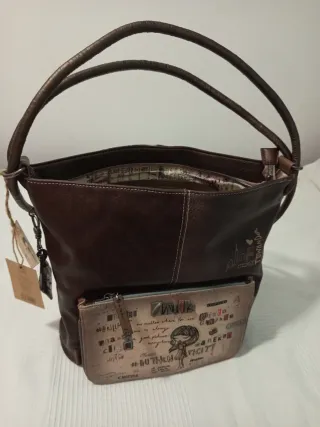 Bolso Mochila Marrón y Multicolor