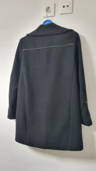 Abrigo paño negro con cremallera