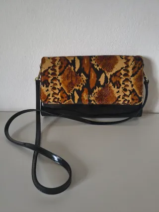 Borsetta pelle e cavallino nera marrone