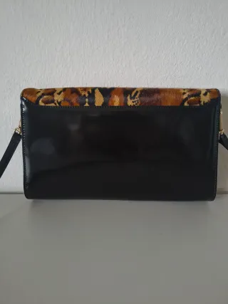 Borsetta pelle e cavallino nera marrone