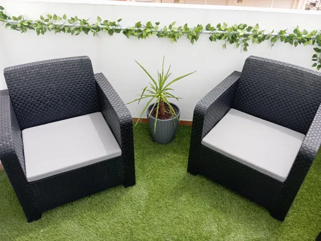 Conjunto Sofá y Sillones Jardín Negro