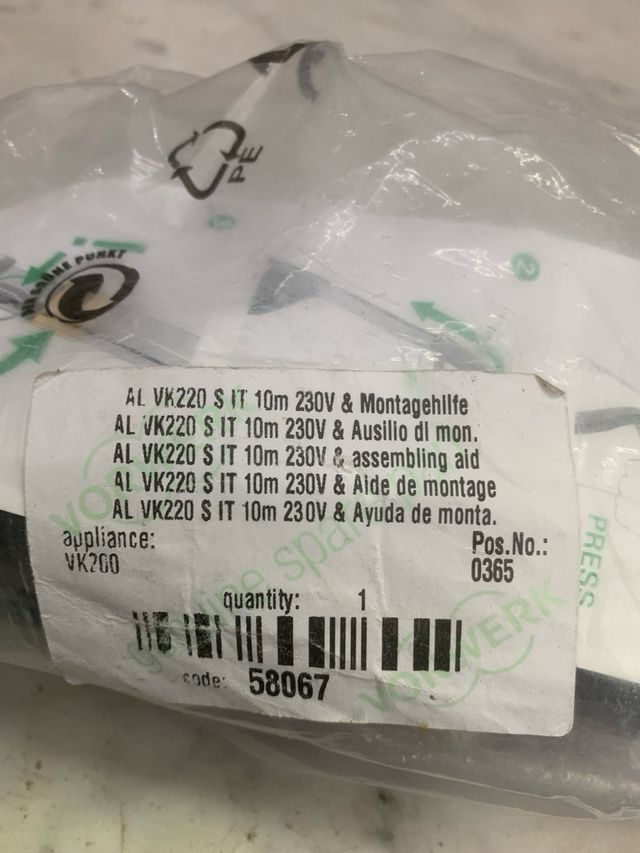 Cavo elettrico Folletto VK220s 10m Nuovo oriorig