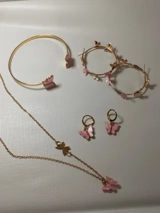Set gioielli donna farfalle oro rosa