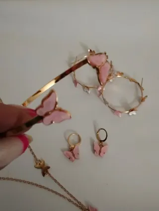 Set gioielli donna farfalle oro rosa