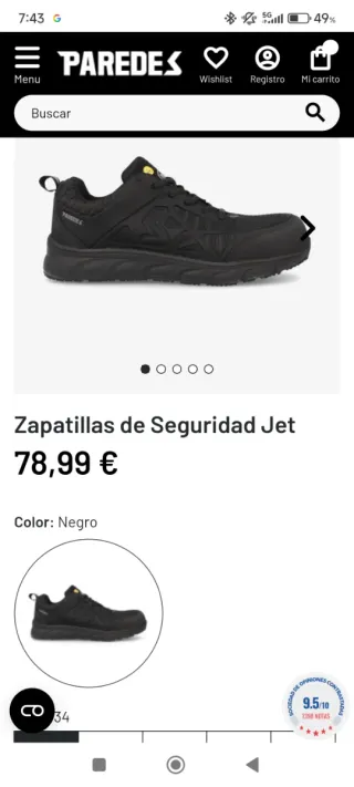 Zapatos de seguridad negros Paredes