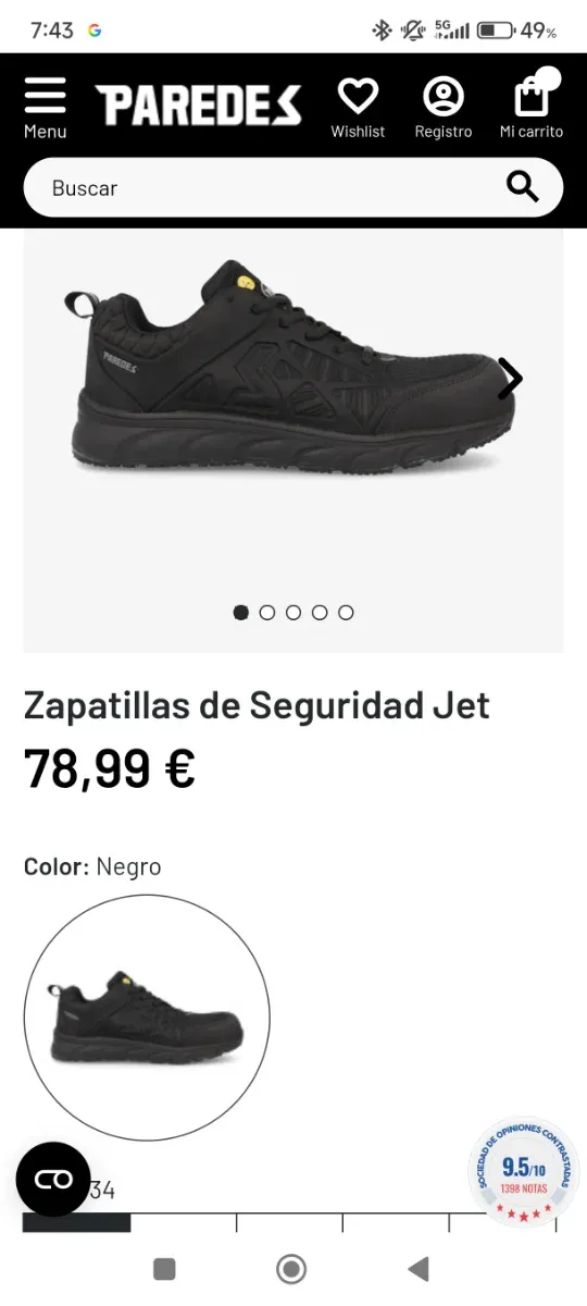 Zapatos de seguridad negros Paredes
