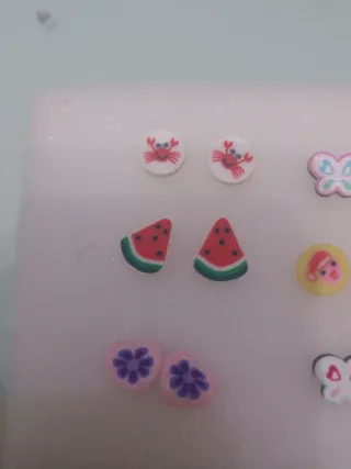 Pendientes niña flores y frutas,