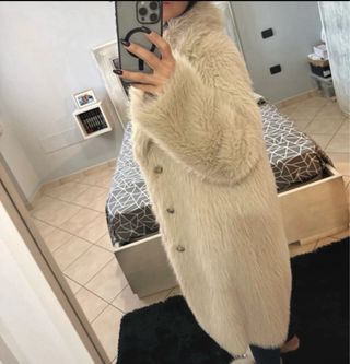 Cappotto eco pelliccia beige