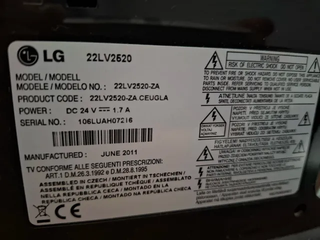 Television LG 22 pulgadas. TDT HD Modelo 22LV2520