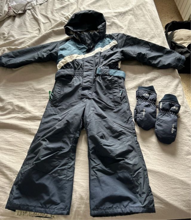 Mono de esquí azul T4 + manoplas