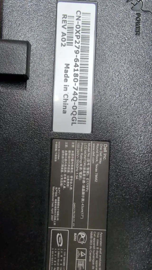 Monitor Dell Negro 17"