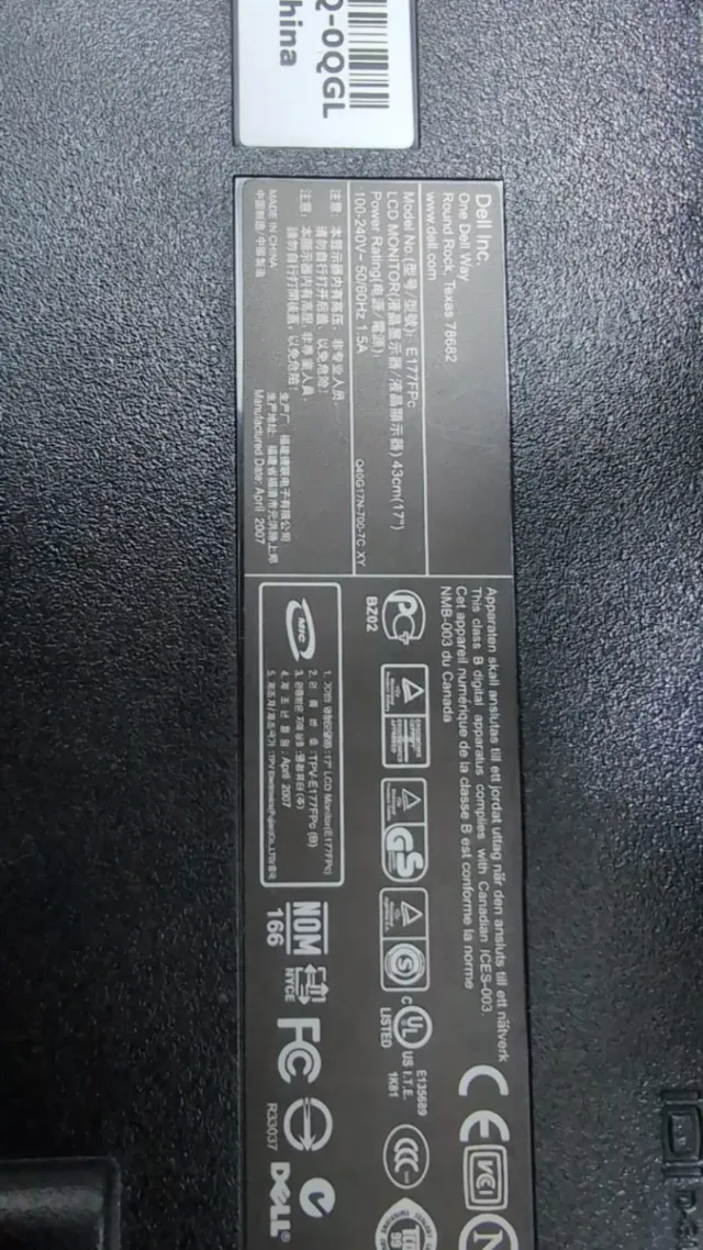 Monitor Dell Negro 17"