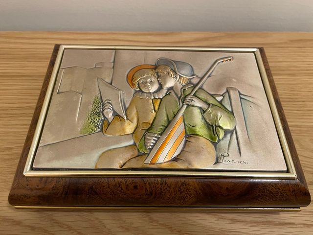 Portagioie Pesaresi legno lamina argento 925