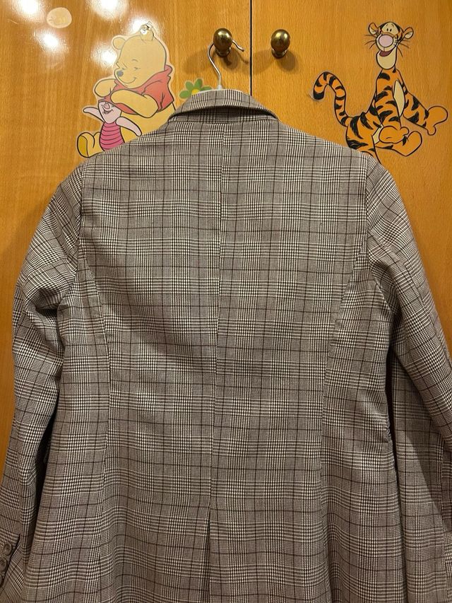 Blazer cuadros marrón y gris