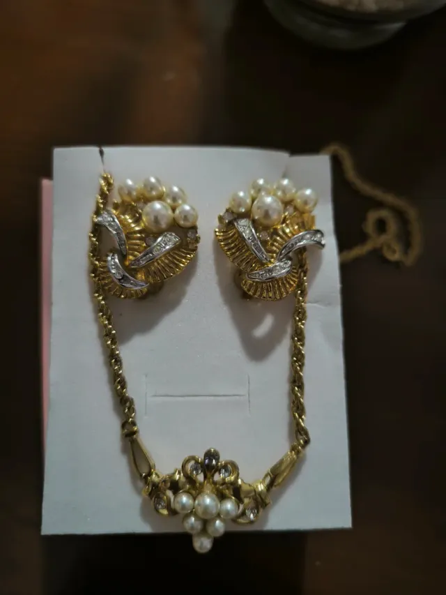 Conjunto Gargantilla y Pendientes Chapado Oro