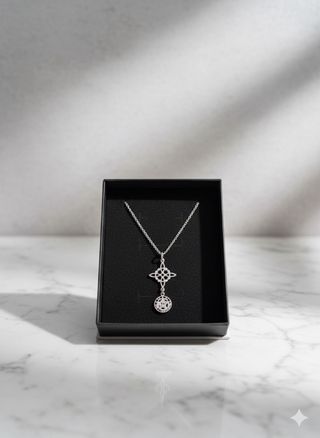 Collar Nudo de Bruja y Tetragramaton Plata de Ley