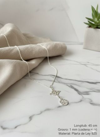 Collar Nudo de Bruja y Tetragramaton Plata de Ley