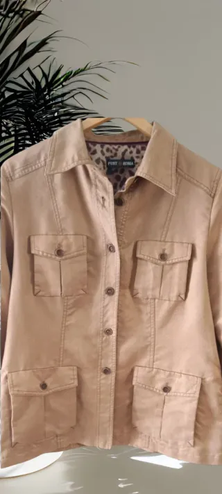 Blazer Punto Roma Beige Bolsillos