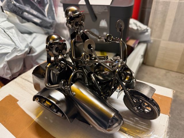 Figura moto biker ferro battuto artigianale