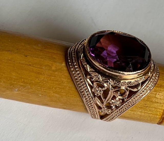Anello vintage oro 585 (14 carati) con ametista