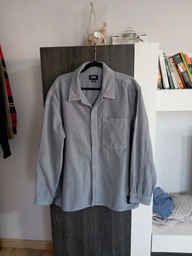 Camisa de pana hombre gris talla 44