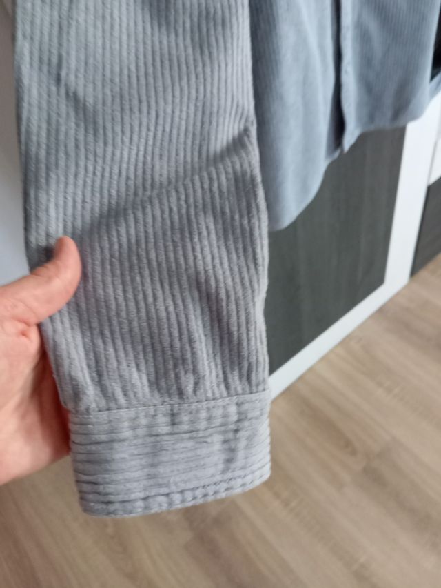 Camisa de pana hombre gris talla 44