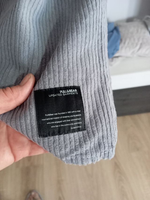 Camisa de pana hombre gris talla 44