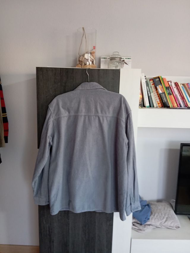 Camisa de pana hombre gris talla 44
