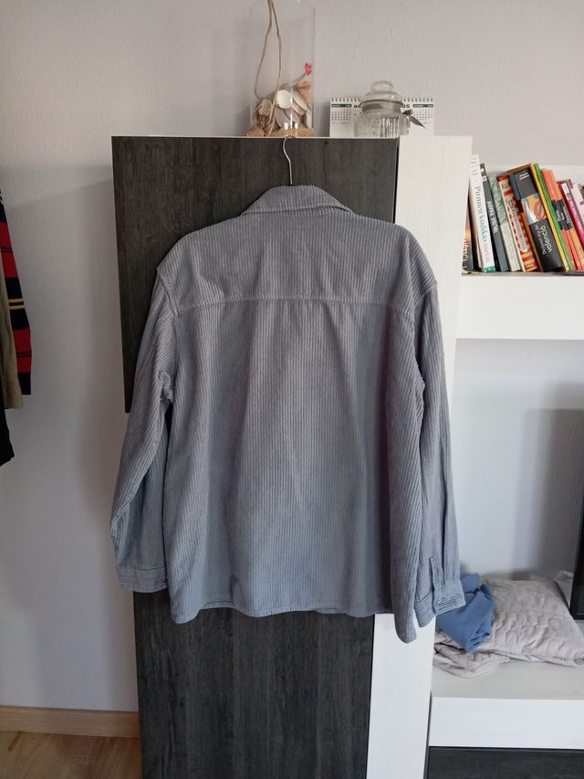 Camisa de pana hombre gris talla 44