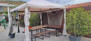 Gazebo da giardino beige e marrone