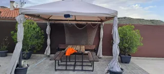 Gazebo da giardino beige e marrone