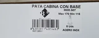 Patas de cabina con base de acero inoxidable