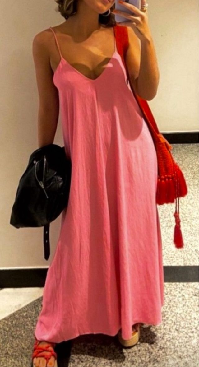 Vestido Zara fluido rosa