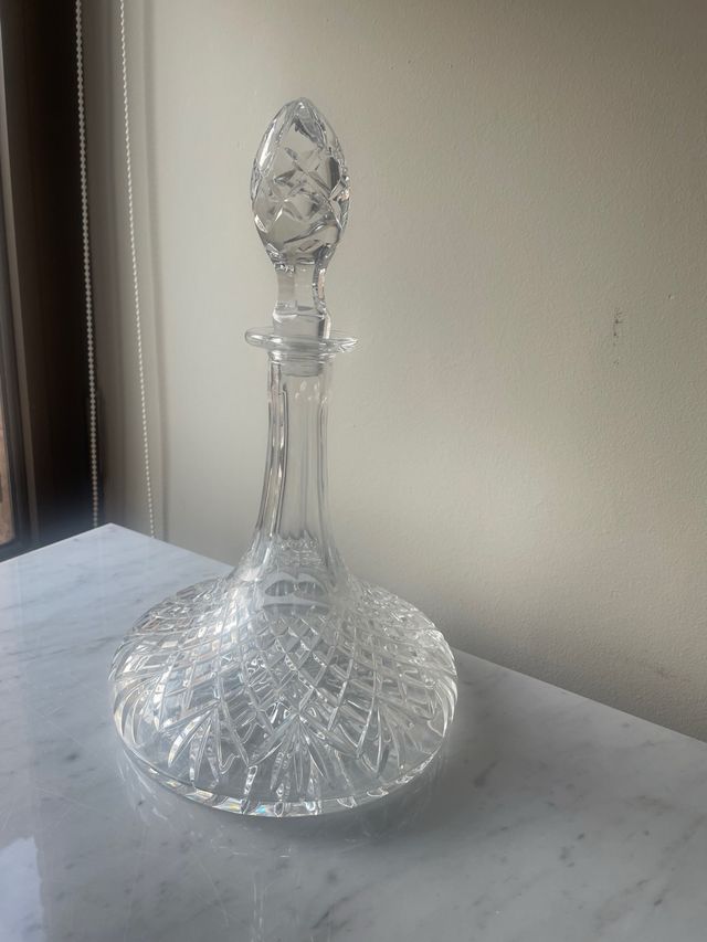 Botella Decantador Cristal Tallado Antiguo