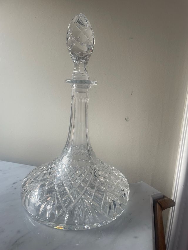 Botella Decantador Cristal Tallado Antiguo